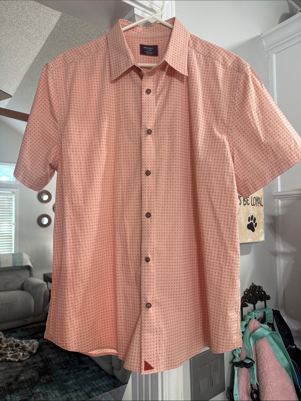 UNTUCKit Men's Peach Short-Sleeve Button-Down Shirt